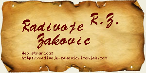 Radivoje Zaković vizit kartica